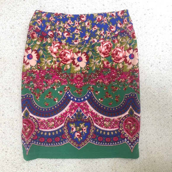 Anthropologie Maeve Sheffield Multicolor Floral Pencil Skirt Size 10 - Picture 3 of 14